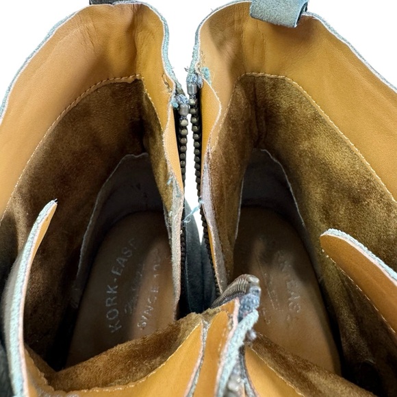 Kork-Ease Catalina Combat Stacked Heel Leather Lace-Up Side Zip Booties Size 10M - Picture 9 of 16